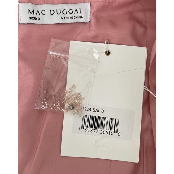 Mac Duggal 11224 Embellished Tulle Salmon Cap Sleeve Gown Size 8 $698 - Picture 9 of 10